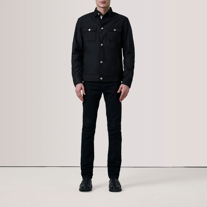 Irwin Svart Waxed Canvas Field Läderjacka för Herr