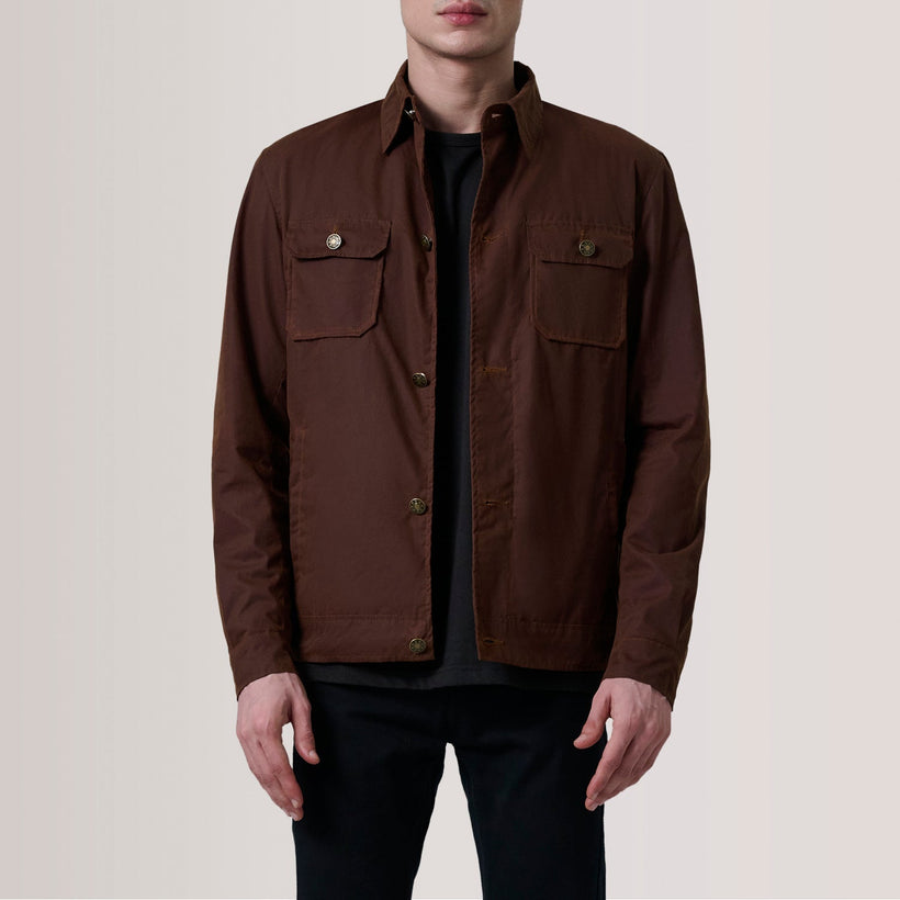Irwin Brun Waxed Canvas Field Läderjacka för Herr