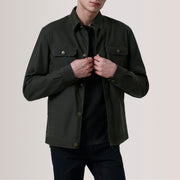 Irwin Olive Waxed Canvas Field Läderjacka för Herr For Men in Olive Waxed Cotton Canvas - Front Profile View &amp; Tailored Silhouette | Buy Online