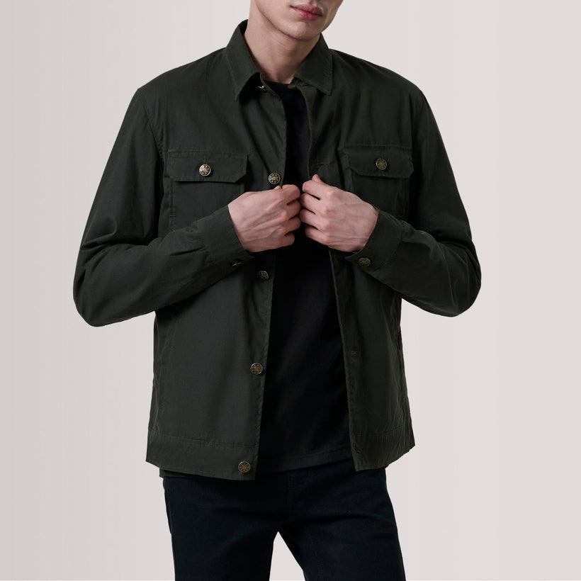 Irwin Olive Waxed Canvas Field Läderjacka för Herr
