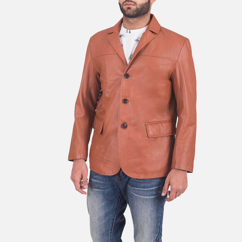 
Brown Sheepskin leather Blazer - Bakifrån med perfekt axelpassform och ren fåll