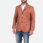 
Brown Sheepskin leather Blazer - Bakifrån med perfekt axelpassform och ren fåll