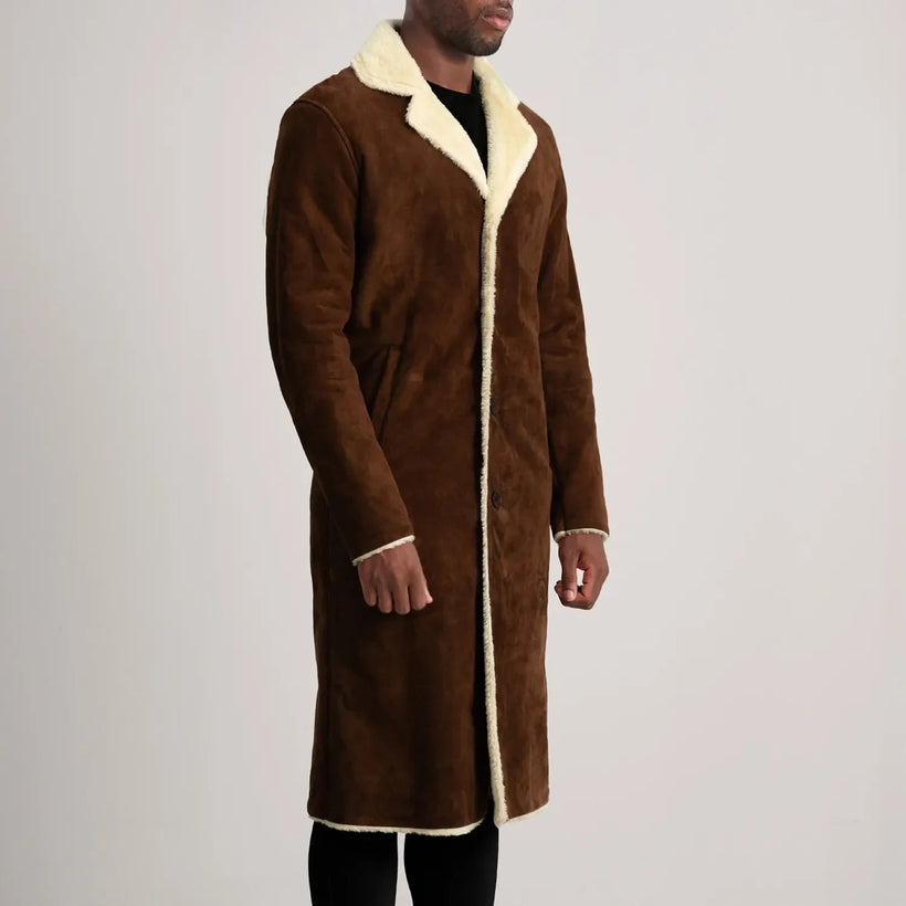 Kolby Brun Suede Shearling Läderrock för Herr