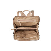 Solid Antique Brass Hardware &amp; Heavy-Duty Dual Zipper Detail on Bern Full-Grain Leather Backpack för Dam