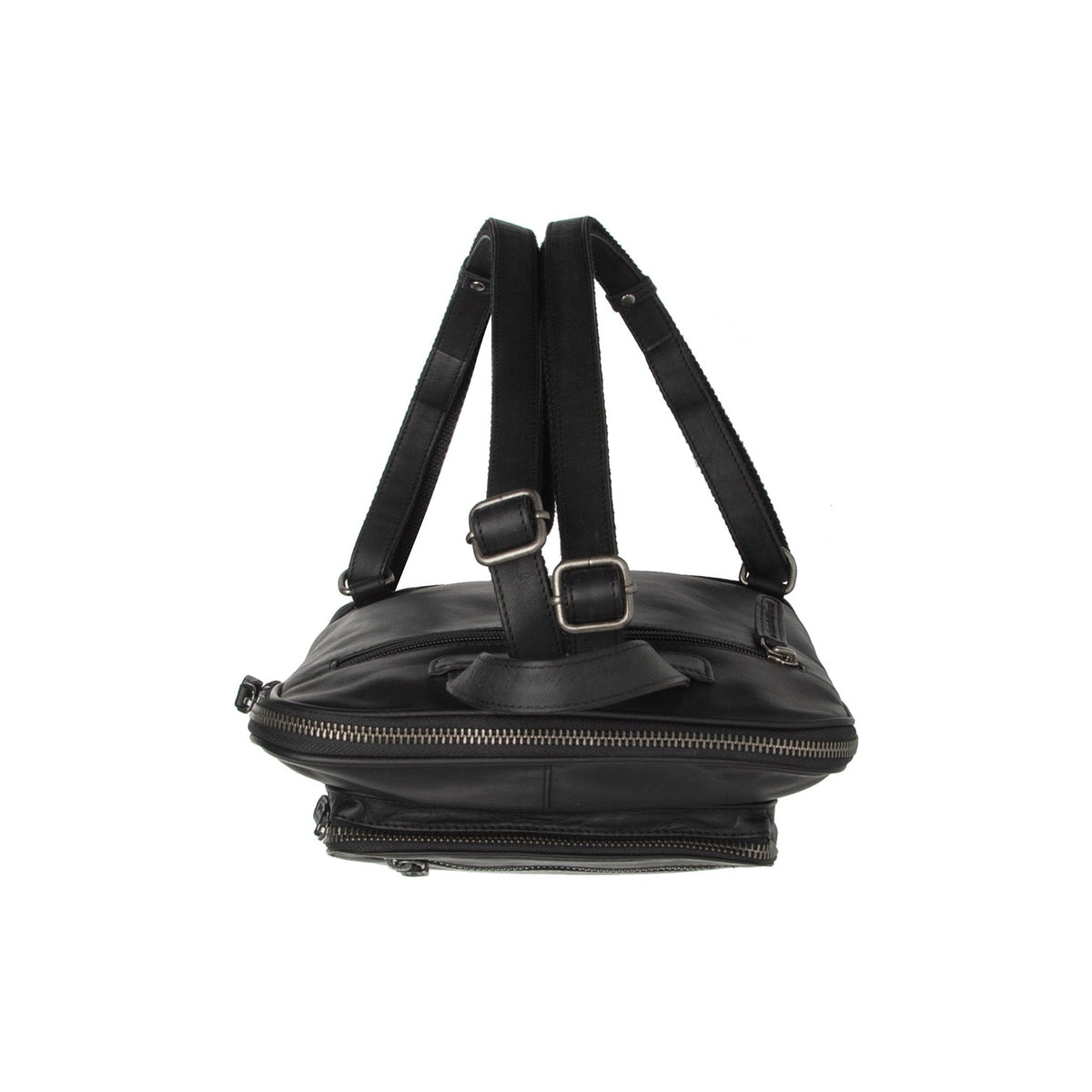 Floran Full-Grain Leather Backpack för Dam - Structured Side Profile Showing Gusset Depth &amp; Expansion Capacity
