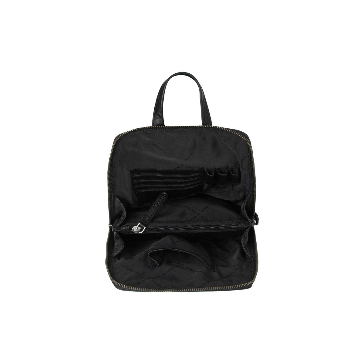 Solid Antique Brass Hardware &amp; Heavy-Duty Dual Zipper Detail on Linford Full-Grain Leather Backpack för Dam