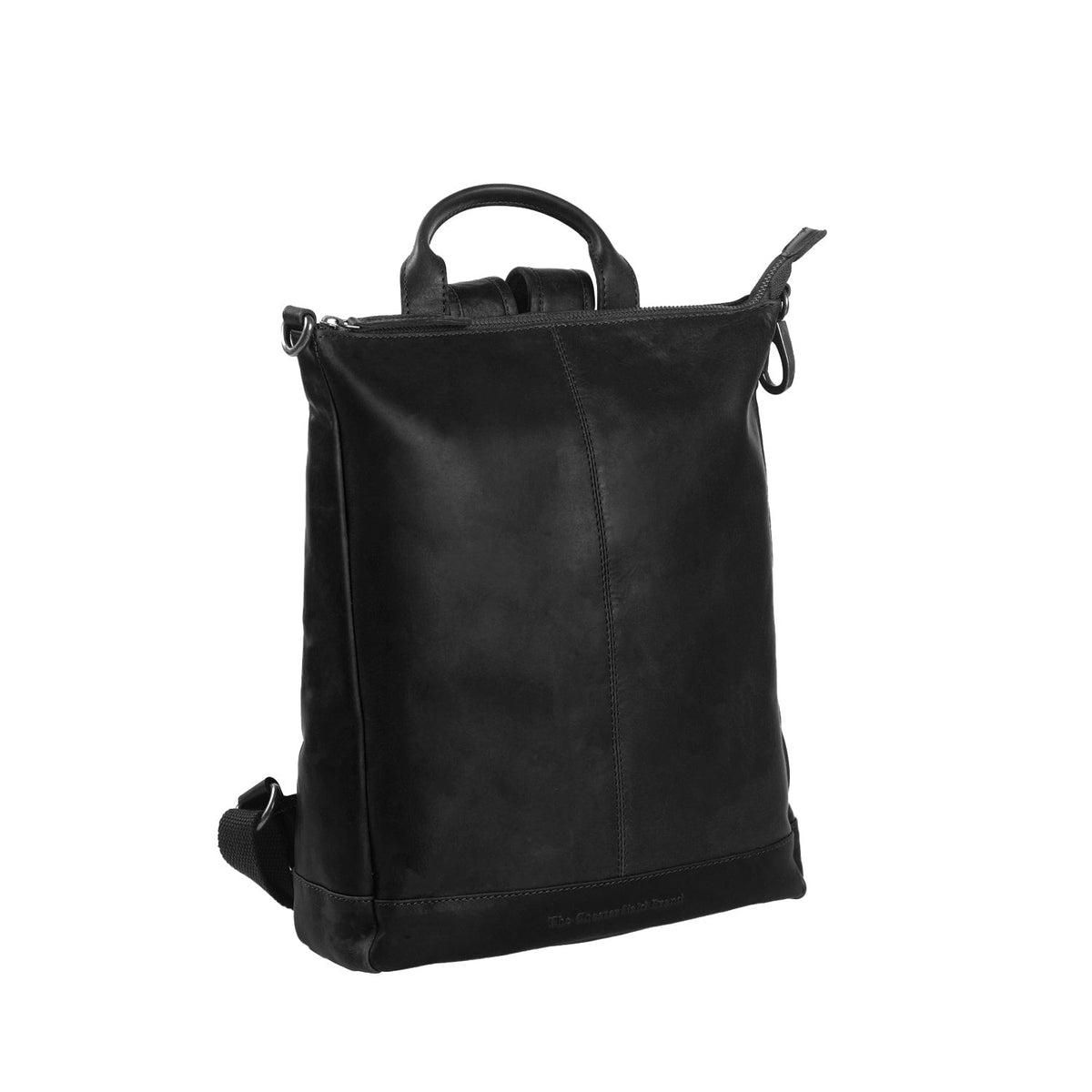 Saar Full-Grain Leather Backpack för Dam - Structured Side Profile Showing Gusset Depth &amp; Expansion Capacity