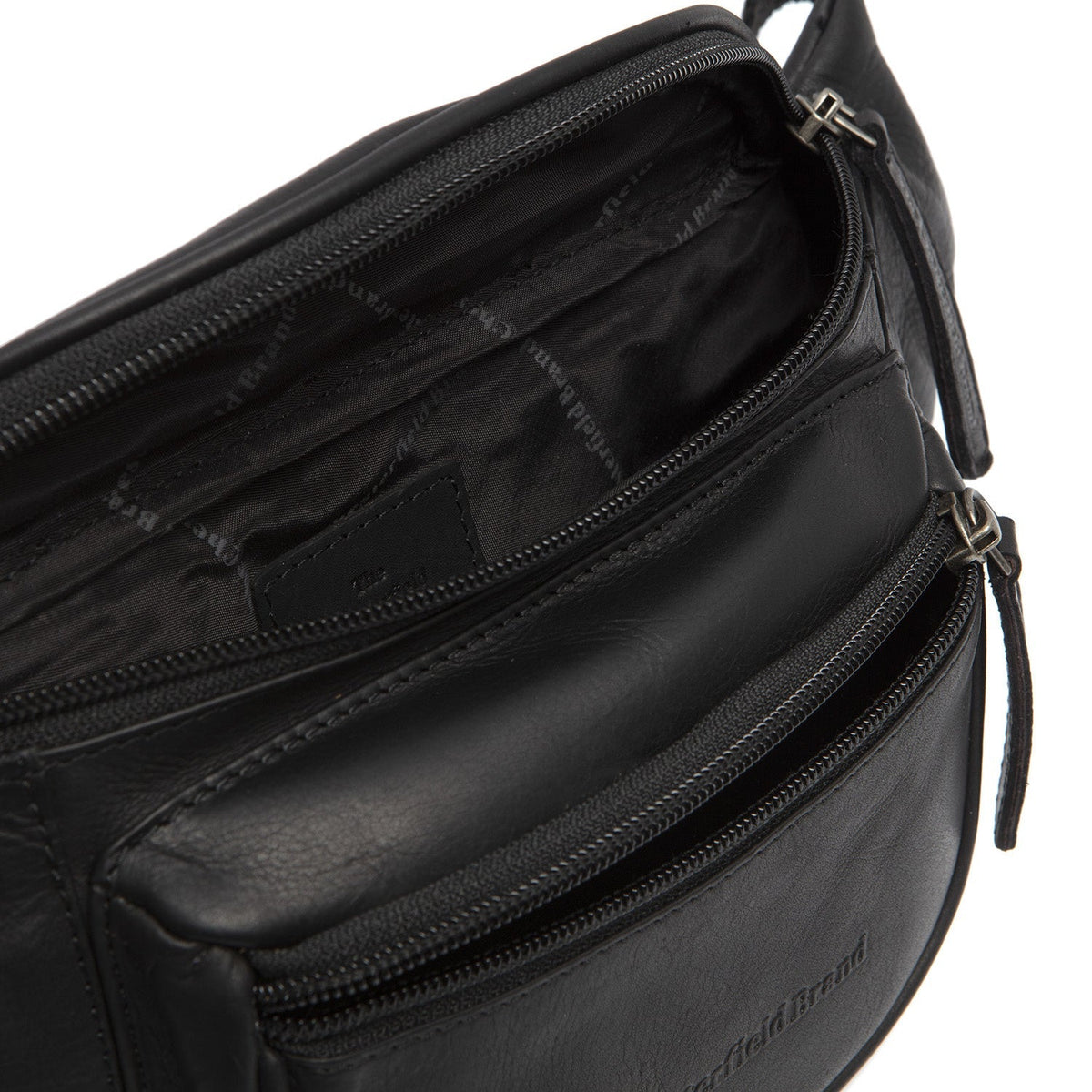Solid Antique Brass Hardware &amp; Heavy-Duty Dual Zipper Detail on Jack Full-Grain Leather Belt Bag för Dam