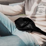 Jack Full-Grain Leather Belt Bag för Dam - Structured Side Profile Showing Gusset Depth &amp; Expansion Capacity