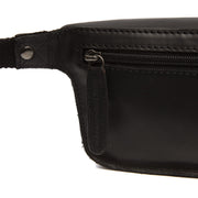 Solid Antique Brass Hardware &amp; Heavy-Duty Dual Zipper Detail on Toronto Full-Grain Leather Belt Bag för Dam