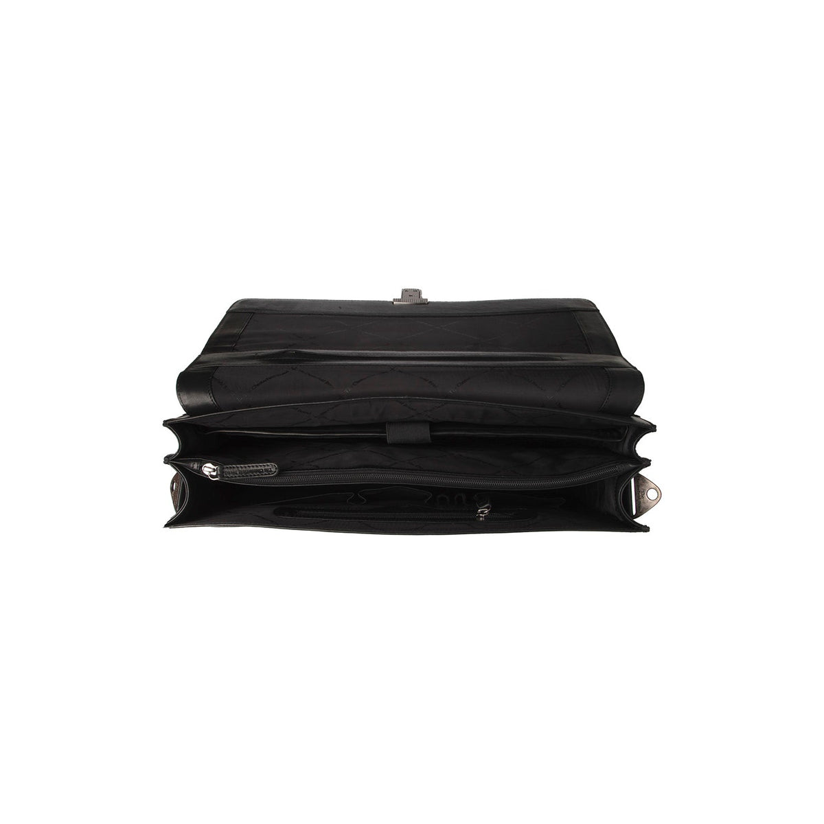 Solid Antique Brass Hardware &amp; Heavy-Duty Dual Zipper Detail on Salvatore Full-Grain Leather Briefcase för Herr