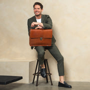 Salvatore Full-Grain Leather Briefcase för Herr – alternate product view 3