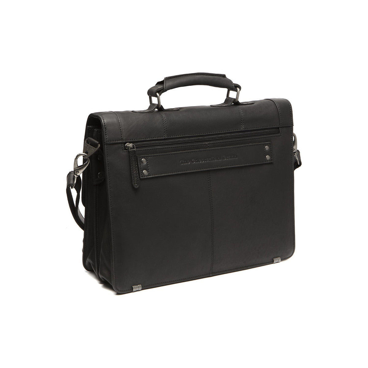 Solid Antique Brass Hardware &amp; Heavy-Duty Dual Zipper Detail on Stuttgart Full-Grain Leather Briefcase för Dam