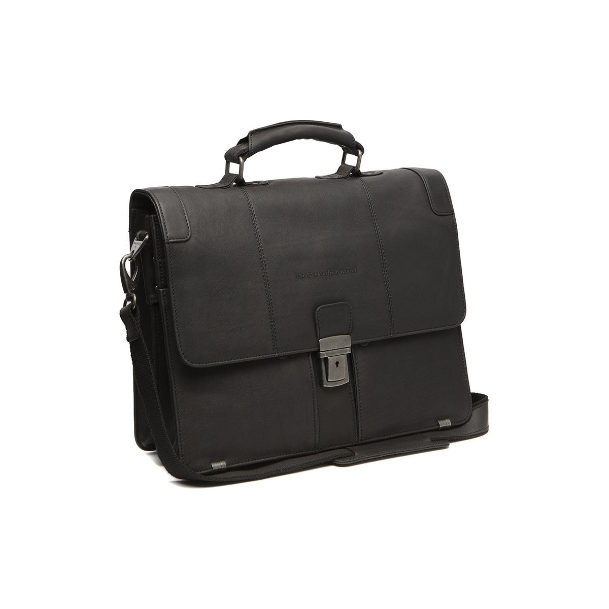 Stuttgart Full-Grain Leather Briefcase för Dam in Classic 100% Full-Grain Leather - Full Exterior Front Profile View | Buy Online