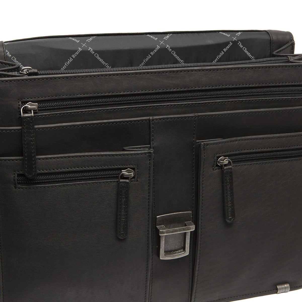 Stuttgart Full-Grain Leather Briefcase för Dam - Structured Side Profile Showing Gusset Depth &amp; Expansion Capacity