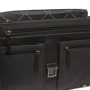 Stuttgart Full-Grain Leather Briefcase för Dam - Structured Side Profile Showing Gusset Depth &amp; Expansion Capacity