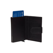 Solid Antique Brass Hardware &amp; Heavy-Duty Dual Zipper Detail on Hannover Full-Grain Leather Card Holder för Dam