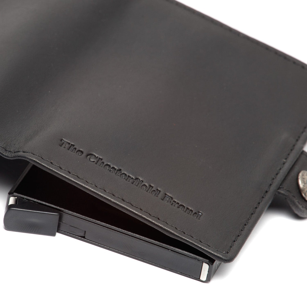 Lagos Full-Grain Leather Card Holder för Dam - Structured Side Profile Showing Gusset Depth &amp; Expansion Capacity