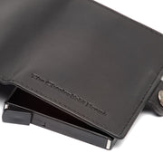 Lagos Full-Grain Leather Card Holder för Dam - Structured Side Profile Showing Gusset Depth &amp; Expansion Capacity