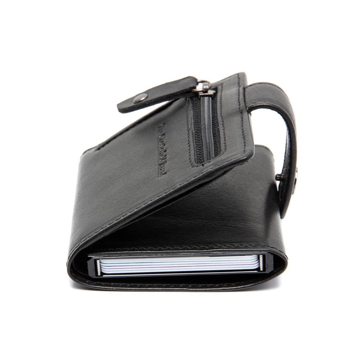 Solid Antique Brass Hardware &amp; Heavy-Duty Dual Zipper Detail on Larino Full-Grain Leather Card Holder för Dam
