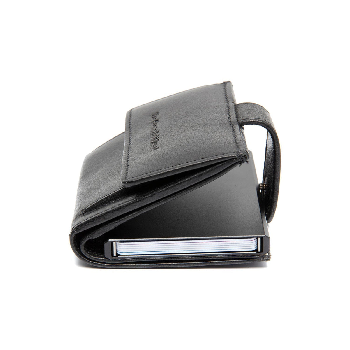 Lesina Full-Grain Leather Card Holder för Dam - Structured Side Profile Showing Gusset Depth &amp; Expansion Capacity