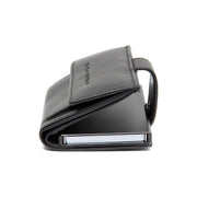 Lesina Full-Grain Leather Card Holder för Dam - Structured Side Profile Showing Gusset Depth &amp; Expansion Capacity
