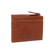 Cognac Leather Card Wallet för Dam, front view