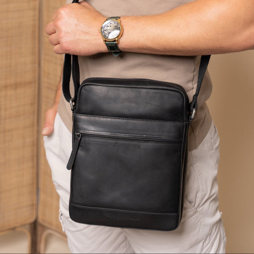 Anzora Full-Grain Leather Crossbody Bag för Herr