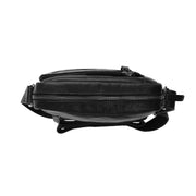 Dessau Full-Grain Leather Crossbody Bag för Herr - Structured Side Profile Showing Gusset Depth &amp; Expansion Capacity