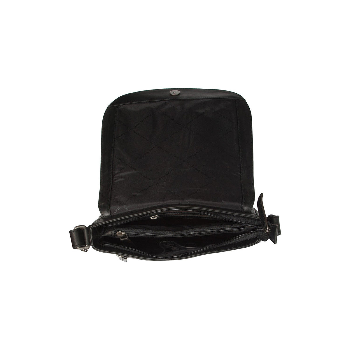 Everglades Full-Grain Leather Crossbody Bag för Dam - Structured Side Profile Showing Gusset Depth &amp; Expansion Capacity