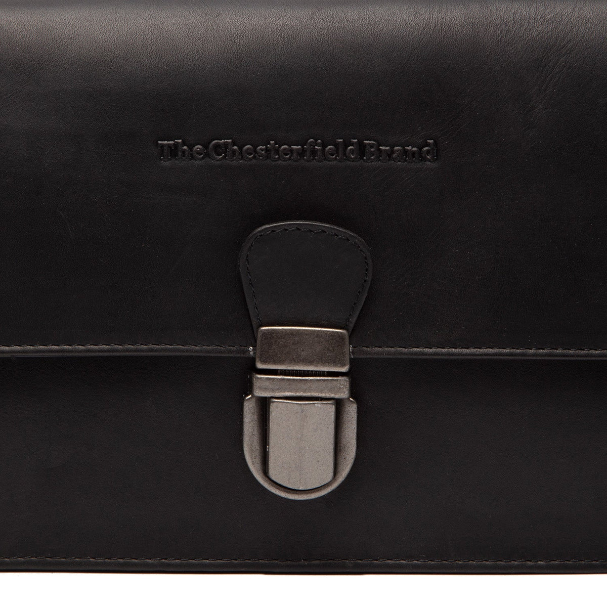 Lucca Full-Grain Leather Crossbody Bag för Dam - Structured Side Profile Showing Gusset Depth &amp; Expansion Capacity