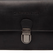 Lucca Full-Grain Leather Crossbody Bag för Dam - Structured Side Profile Showing Gusset Depth &amp; Expansion Capacity