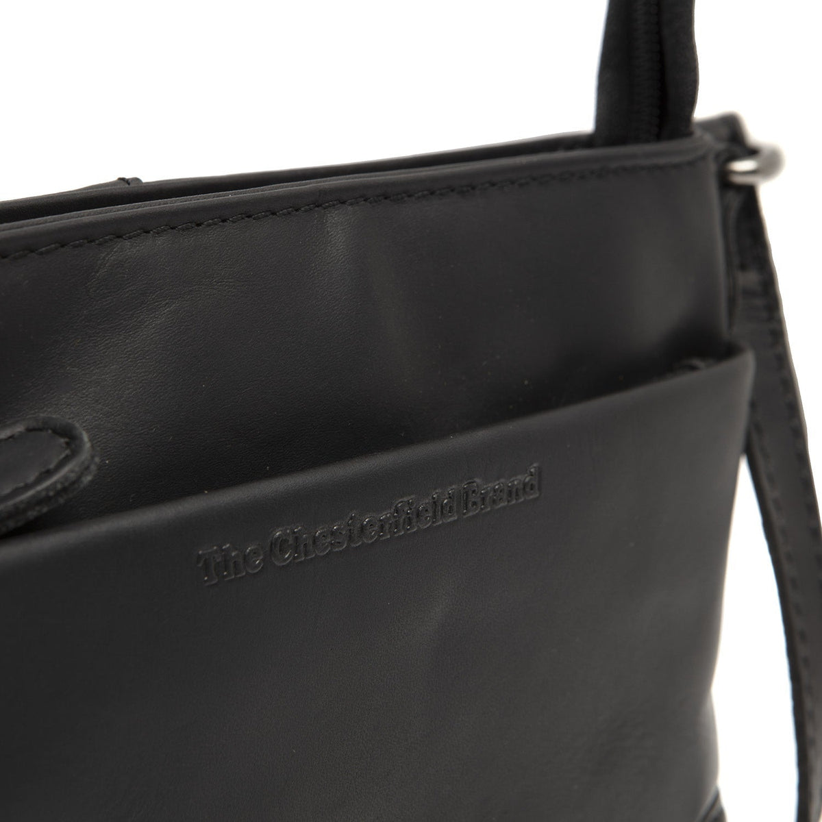 Solid Antique Brass Hardware &amp; Heavy-Duty Dual Zipper Detail on Salerno Full-Grain Leather Crossbody Bag för Dam