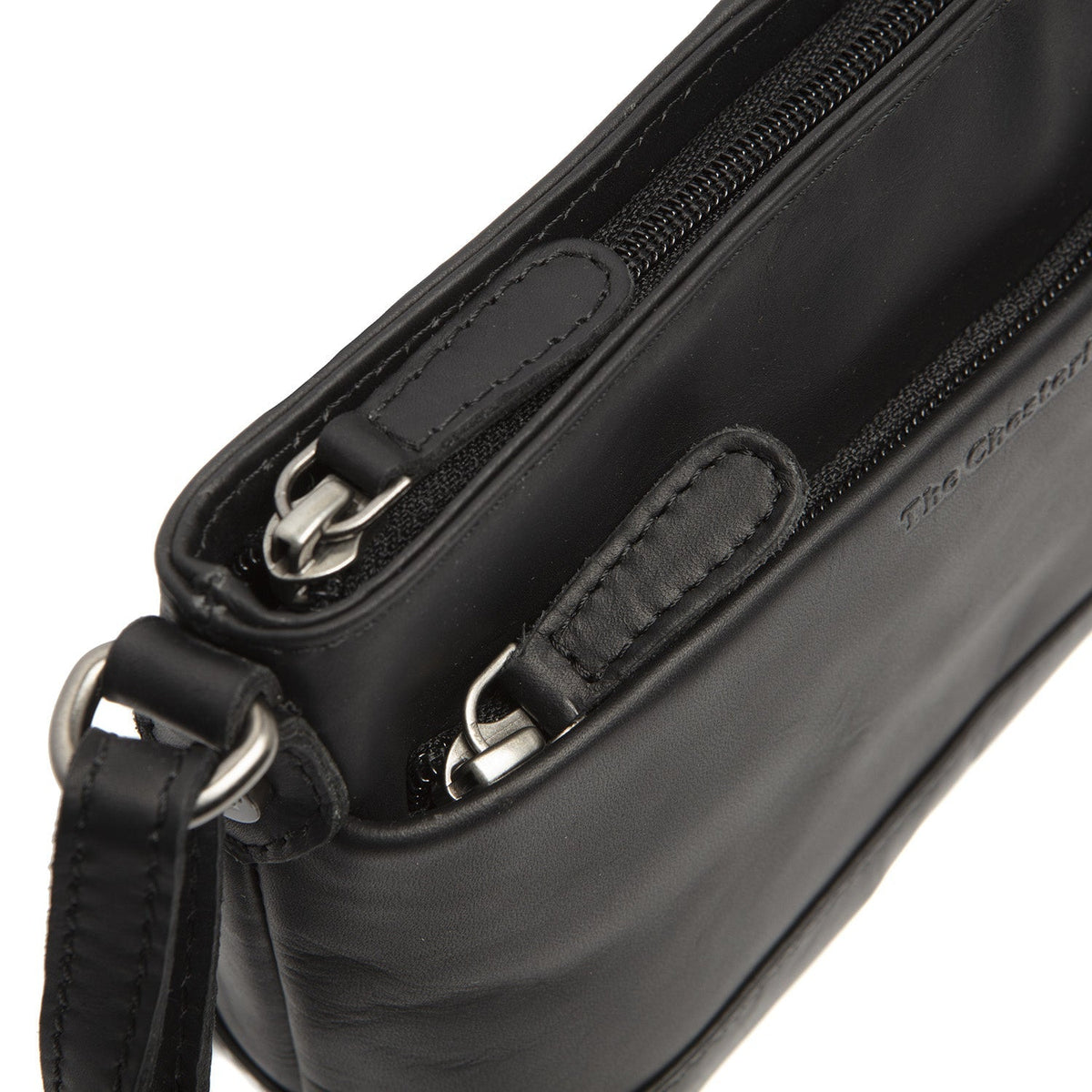 Salerno Full-Grain Leather Crossbody Bag för Dam - Structured Side Profile Showing Gusset Depth &amp; Expansion Capacity