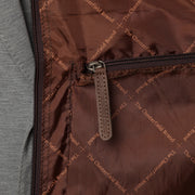 Styled Fit Perspective of Leather Garment Bag Josh för Dam on Model - Natural Daylight Drape