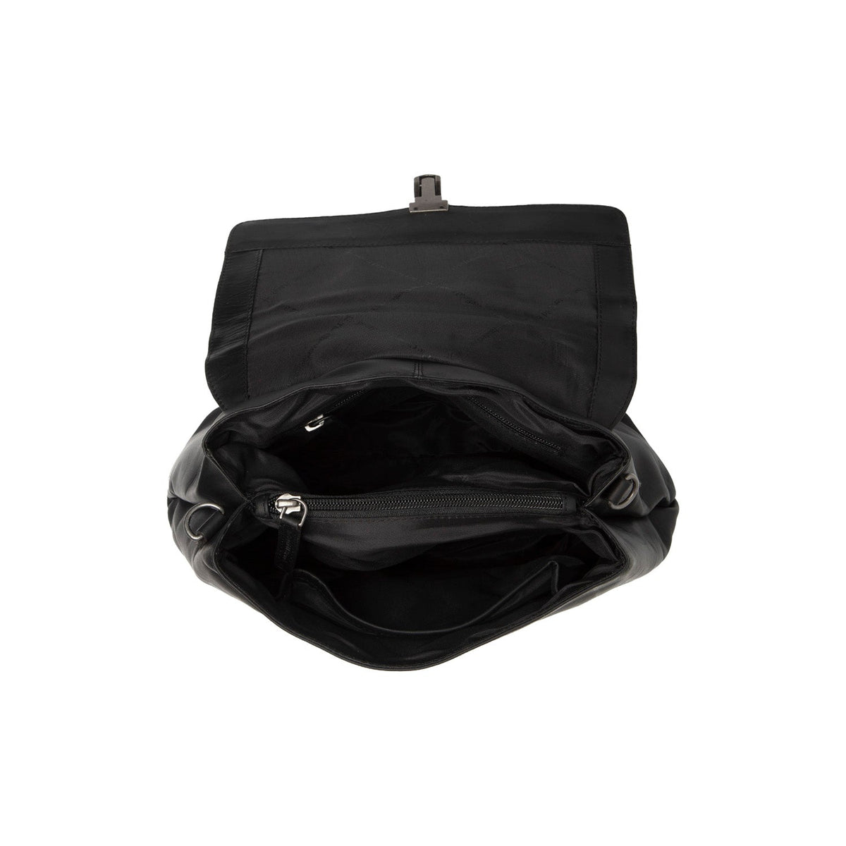 
Närbildsdetalj of Classic Collar & Heavy-Duty Zipper Hardware on Angera Handväska i läder