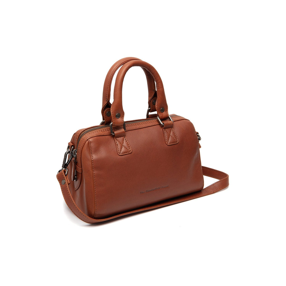 Tailored Rib Cuffs &amp; Hem Craftsmanship Construction Detail on Dalford Full-Grain Leather Handbag för Dam