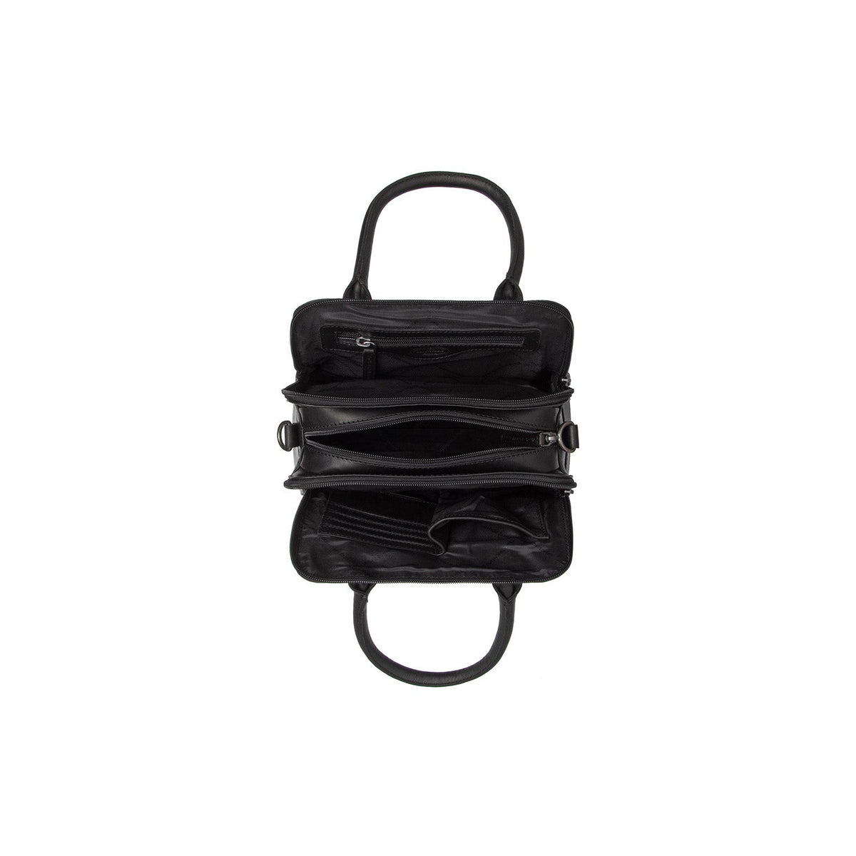 Close-Up Detail of Classic Collar &amp; Heavy-Duty Zipper Hardware on Ezra Full-Grain Leather Handbag för Dam