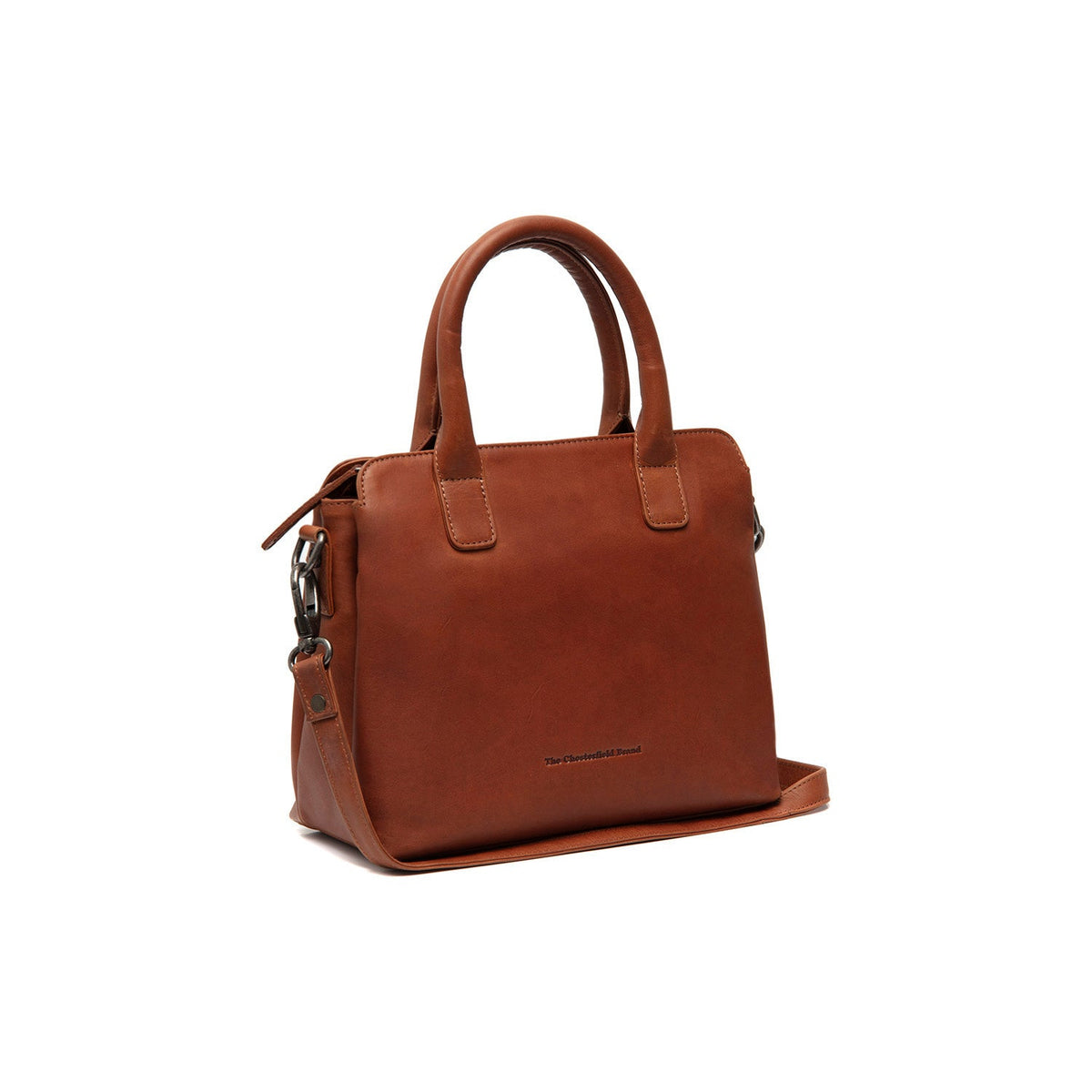 Tailored Rib Cuffs &amp; Hem Craftsmanship Construction Detail on Hermosa Full-Grain Leather Handbag för Dam