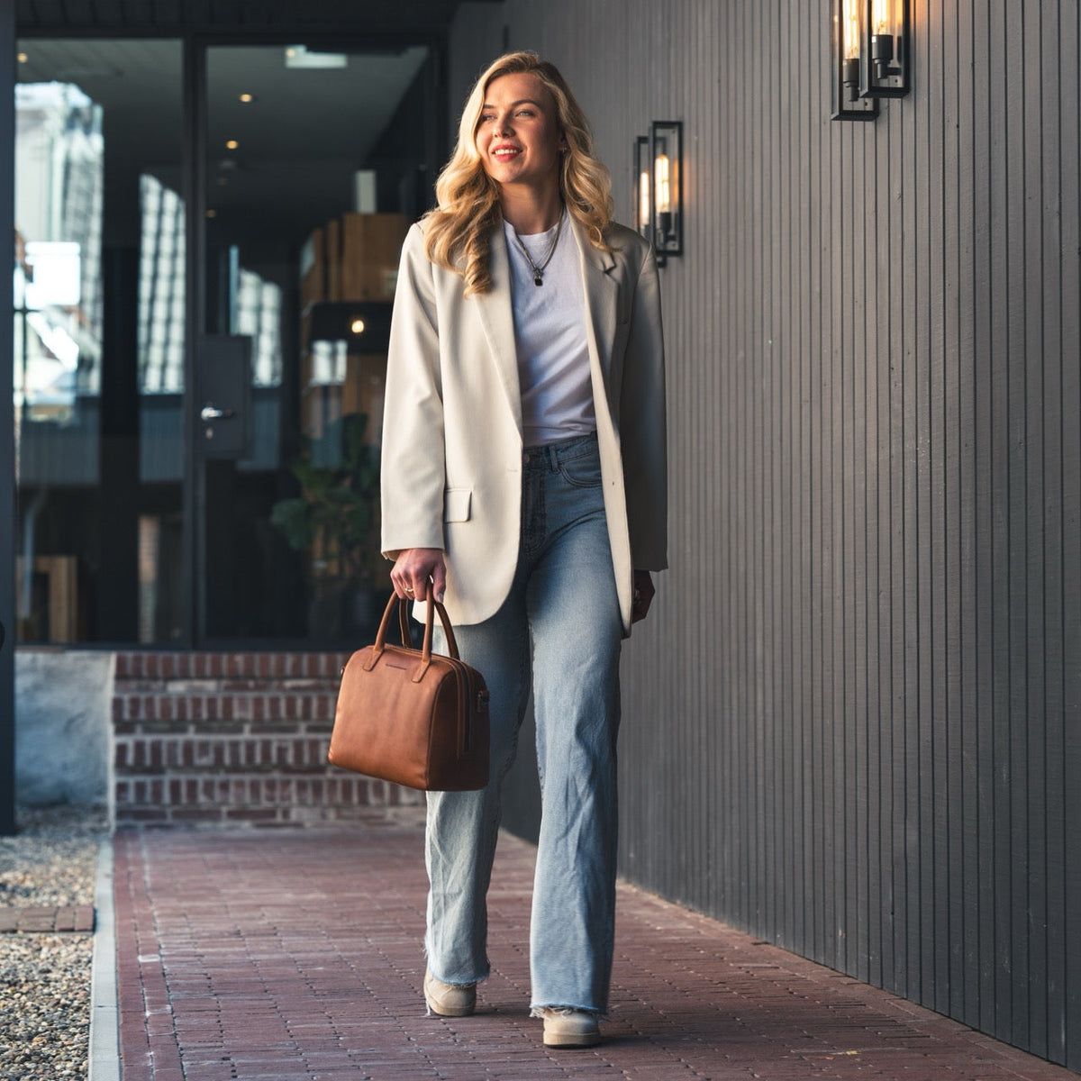 Langton Full-Grain Leather Handbag för Dam – alternate product view 3