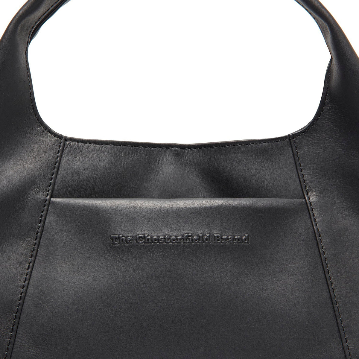 
Närbildsdetalj of Classic Collar & Heavy-Duty Zipper Hardware on Salina Handväska i läder
