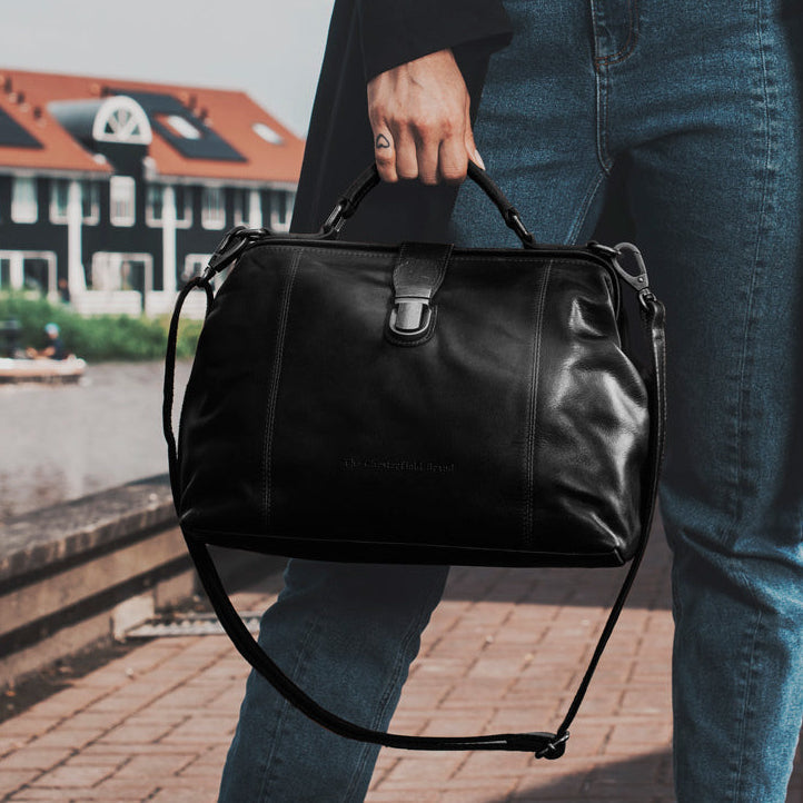 Shaun Full-Grain Leather Handbag för Dam