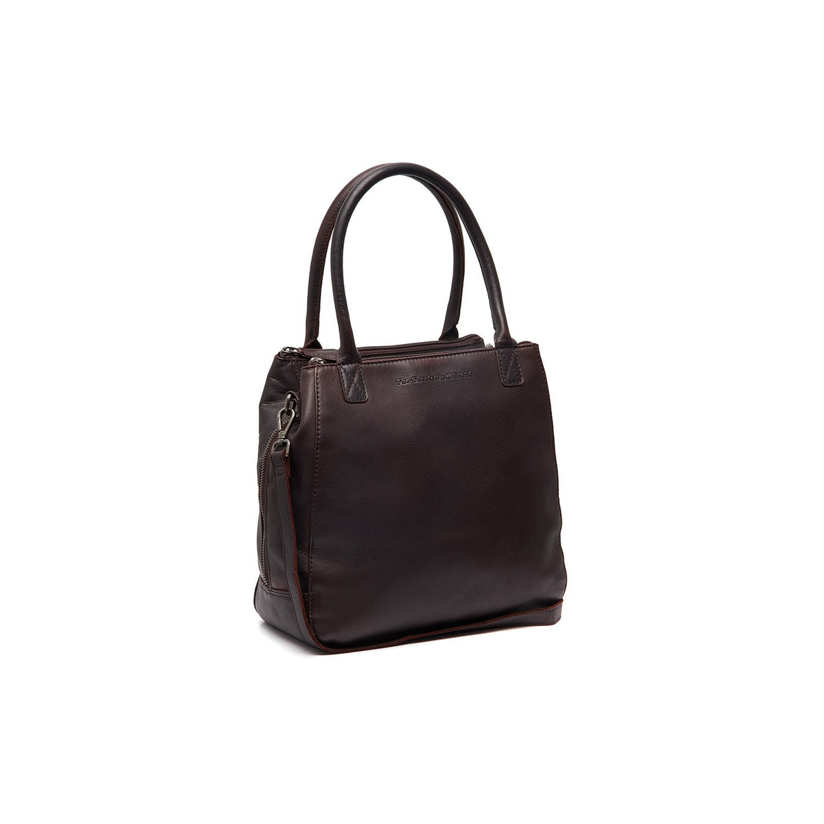 Tailored Rib Cuffs &amp; Hem Craftsmanship Construction Detail on Solvin Full-Grain Leather Handbag för Dam