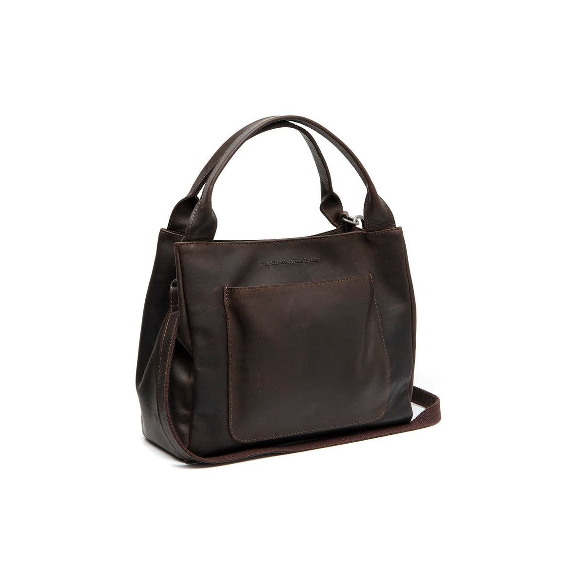 Styled Fit Perspective of Tenara Full-Grain Leather Handbag för Dam on Model - Natural Daylight Drape