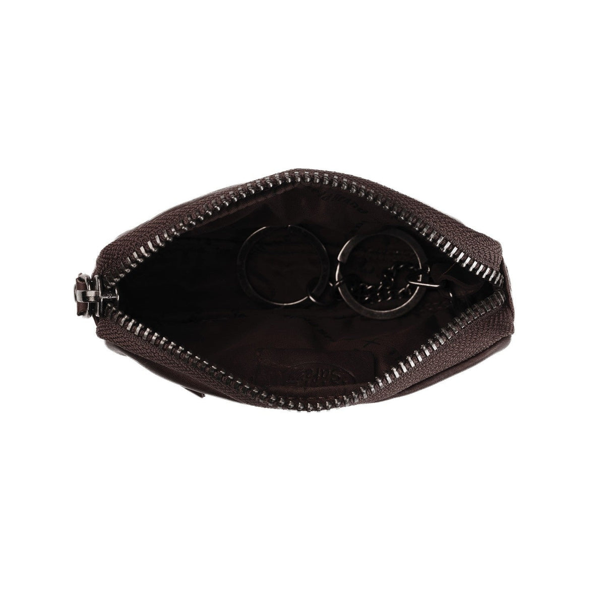 Tailored Rib Cuffs &amp; Hem Craftsmanship Construction Detail on Corey Full-Grain Leather Key Case för Dam