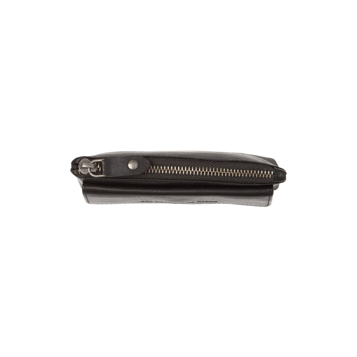 Close-Up Detail of Classic Collar &amp; Heavy-Duty Zipper Hardware on Violette Full-Grain Leather Key Case för Dam