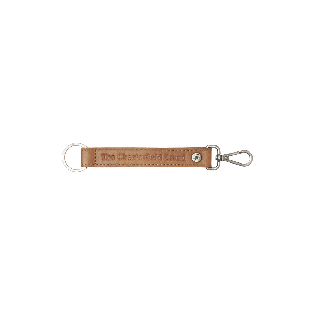 Leather Key Ring Cognac för Dam in Cognac 100% Full-Grain Leather - Front Profile View &amp; Tailored Silhouette | Buy Online