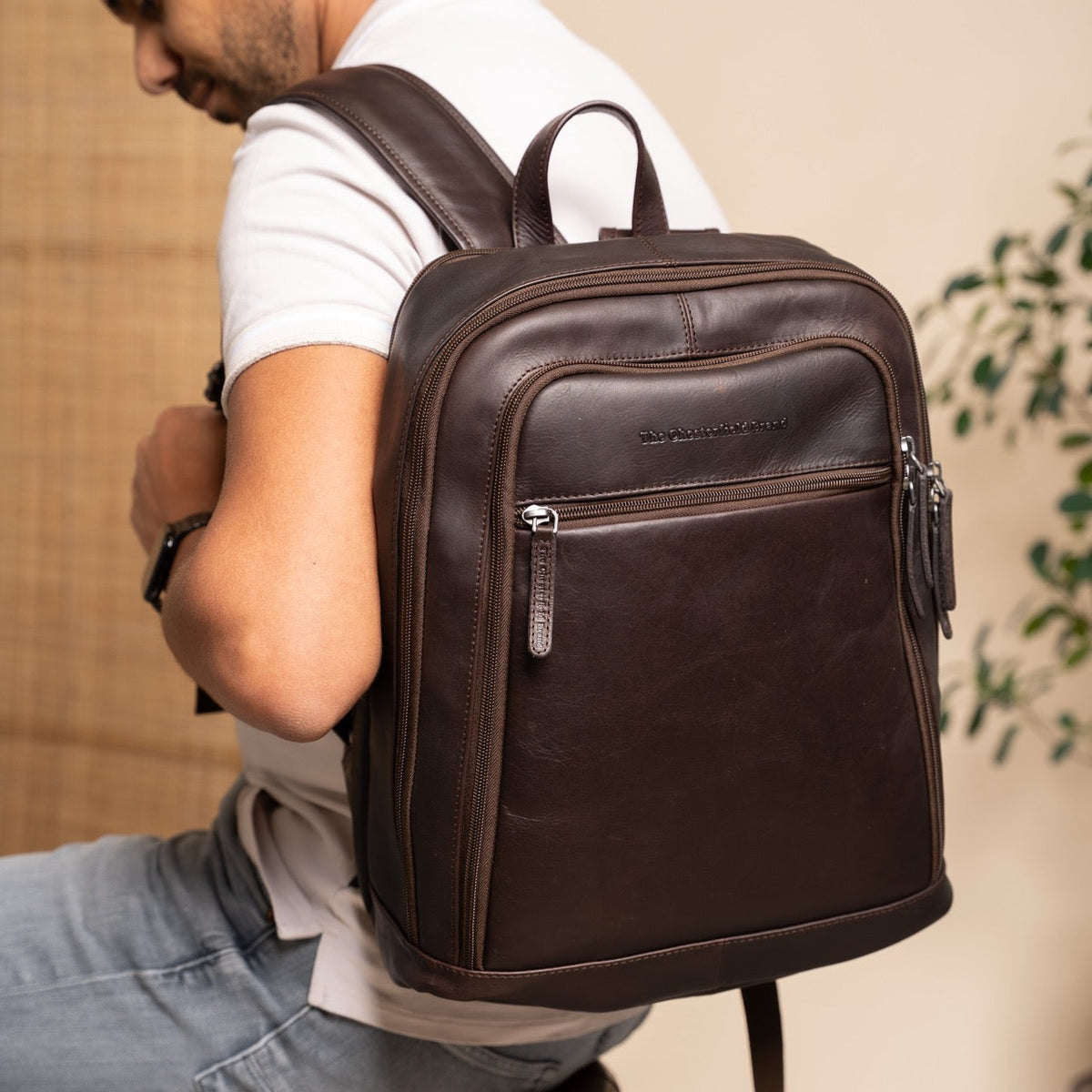 Detroit Full-Grain Leather Laptop Backpack för Dam – alternate product view 2