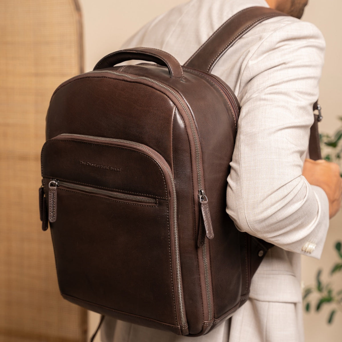 Maggiore Full-Grain Leather Laptop Backpack för Herr – alternate product view 2