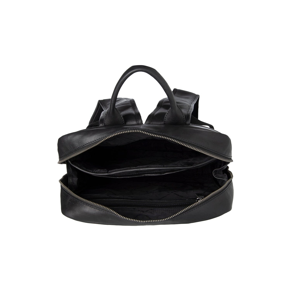 Nicola Full-Grain Leather Laptop Backpack för Dam - Structured Side Profile Showing Gusset Depth &amp; Expansion Capacity